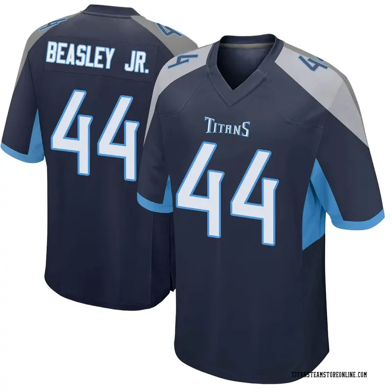 Men's Tennessee Titans Vic Beasley Jr. Navy Game Jersey By Nike