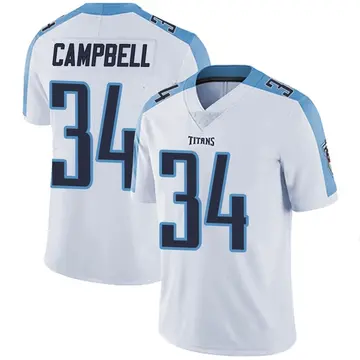 Limited Men's Earl Campbell White Road Jersey - #34 Football Tennessee  Titans 100th Season Vapor Untouchable Size 40/M